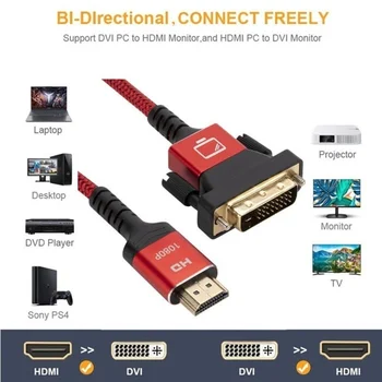 DVI į Hdmi-compatble Konverteris Bi-Kryptimi HDMI-compatble į DVI Kabelio Adapteris HD 1080P Male 24+1 DVI-D Male Xbox HDTV DVD
