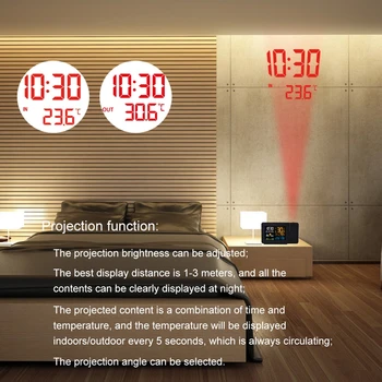 Oras Projekcija Laikrodis Skaitmeninis Lentelė Žadintuvas Laiko Projektorius Spalva Termometras Su Drėgmėmačiu Prognozė Komfortą Bevieliame