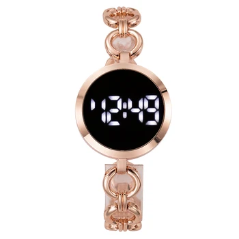 LED Skaitmeninio Laikrodžio Prabangių Moterų Rose Gold Nerūdijančio Plieno Ponios Suknelė Laikrodį Moterims Elektroninės Apyrankės Žiūrėti Reloj Mujer