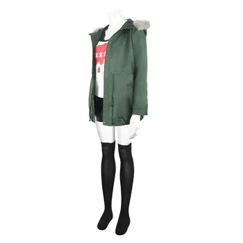 Anime Persona 5 Sakura Futaba Cosplay Striukė Moteris Hakeris Žalia Kailis Mergina T-shirt Rinkiniai Kostiumas su Kojinės