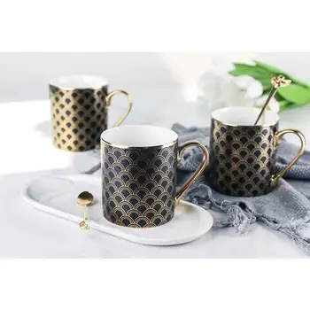 Prabangus juodas Kvailas, aukso, Keramikos Puodelius kavos puodelis Pieno Arbata office Puodeliai Drinkware Geriausia gimtadienio Dovana