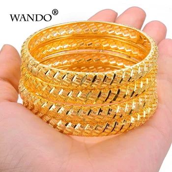 Wando 4Pcs Aukso Spalvos Vestuvių Bangles Moterų Nuotaka Apyrankės Etiopijos/prancūzija/Afrikos/Dubajus Papuošalai（Yra:uždaras） B:Atidaryti