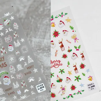1 Lapas Nagų Lipdukai Aukštos Kokybės Linksmų Kalėdų Senelio Dizaino Lipnios Etiketės Žiemos Nagų Dailės Apdaila
