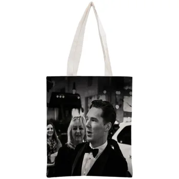 Custom Benedict Cumberbatch Nešti Maišą Daugkartinio Naudojimo Kelioninį Krepšį Moterų Pečių Sulankstomas Medvilnės Drobės Pirkinių Krepšiai