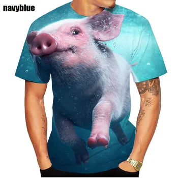 2022 Karšto Pardavimo Gyvūnų Kiaulių 3d Spausdinimo T-marškinėliai, vyriški Drabužiai Harajuku Apvalios Kaklo Atsitiktinis Viršų Vasaros Hip-Hop T-shirt ir Viršuje
